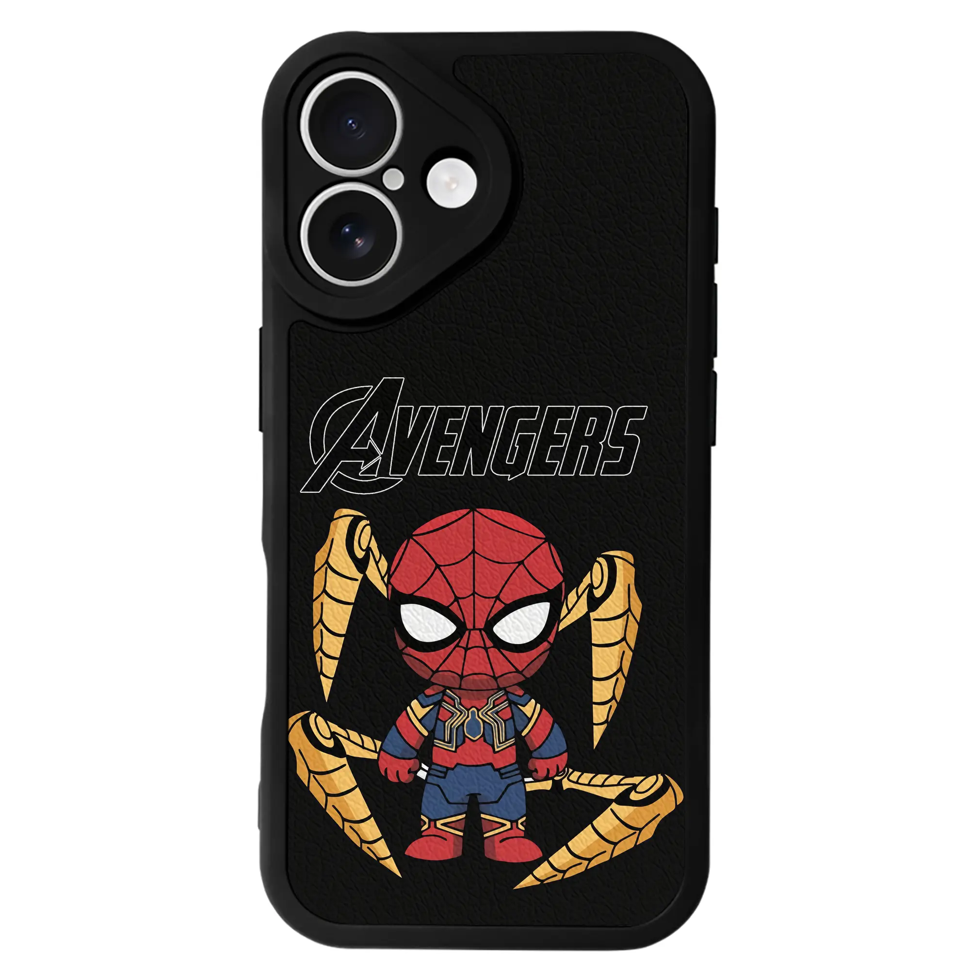 アベンジャーズ (Avenjāzu) グッズ スパイダーマン（Spider-Man） - IPhone 16シリーズ対応 ・ シリコンスマホケース ・ レザー調 ・ 高精度フィット ・ 耐衝撃 ・ ワイヤレス充電対応 ・ 精密カット
